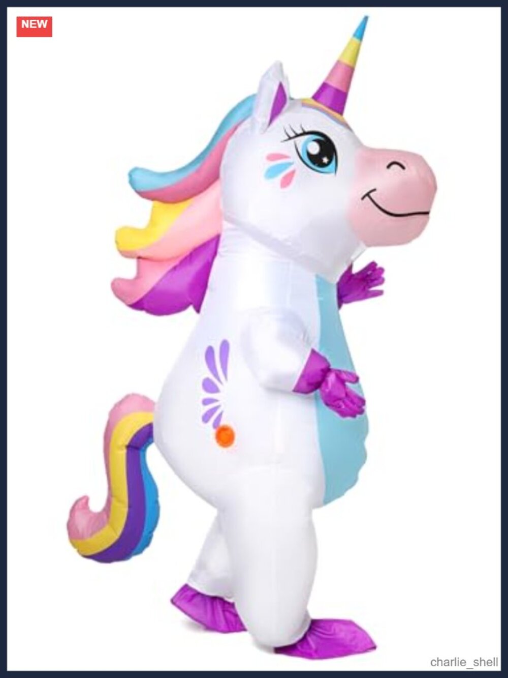 Inflatable Unicorn Halloween Costume for Adults, Battery Operated Blow Up Suit